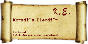 Korsós Elemér névjegykártya