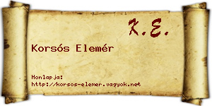 Korsós Elemér névjegykártya